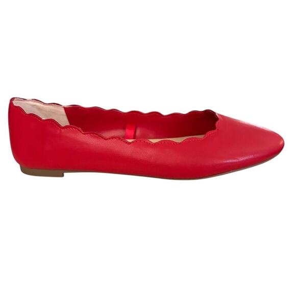 Sam & Libby Women's Red Scalloped Ballet Flats Size 8.5 Casual Shoes - Picture 6 of 9